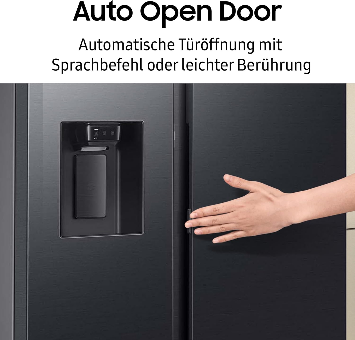 Samsung RS80F66KBFEF Side-by-Side Kühl-Gefrierkombination, AI Kühlschrank mit Gefrierfach, 178 cm, 634 l, Eis- und Wasserspender mit Festwasseranschluss, AI Voice Control & Energy Mode, Black Steel
