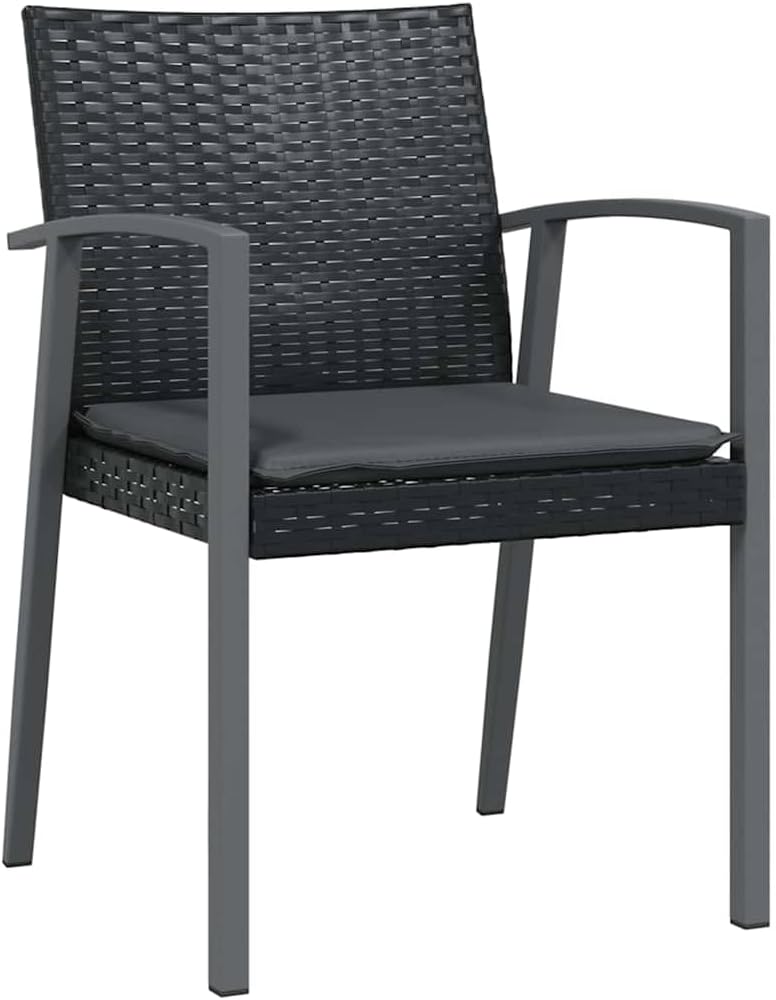 Gartenmöbel 5-teilig Schwarz Grau 140 x 70 x 73 cm PE Rattan wetterfest Pulverbeschichtet Armlehnen Gartenlounge Balkonmöbel für Terrasse Balkon Campingplatz