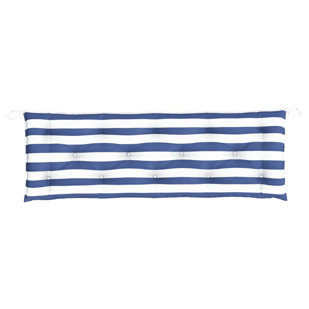 Coussin de banc de jardin rayures bleues et blanches 150x50x7cm