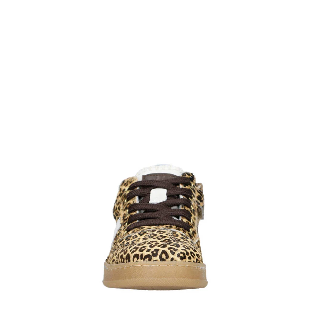 Clic! suède sneakers met panterprint beige/zwart