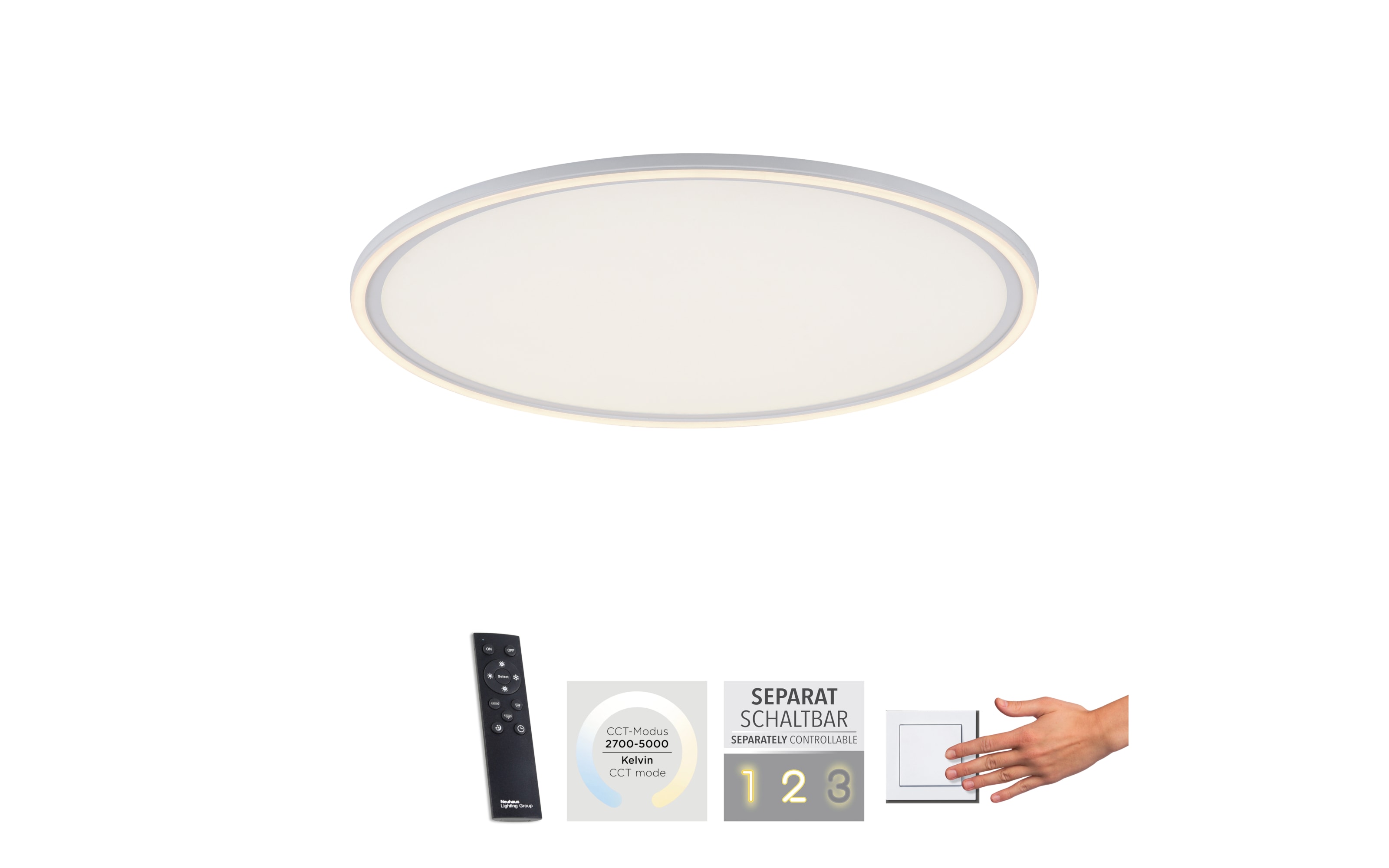 LED-Deckenleuchte Edging, weiß, 58 cm