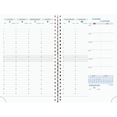 Agenda Méline - 1 semaine sur 2 pages - 16 mois - 15 x 21 cm - disponible dans différentes couleurs - Exacompta