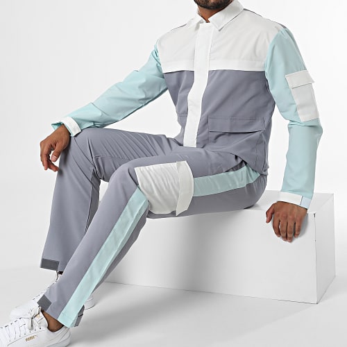 Ensemble Cargo KL-2096 Gris Blanc Vert Menthe