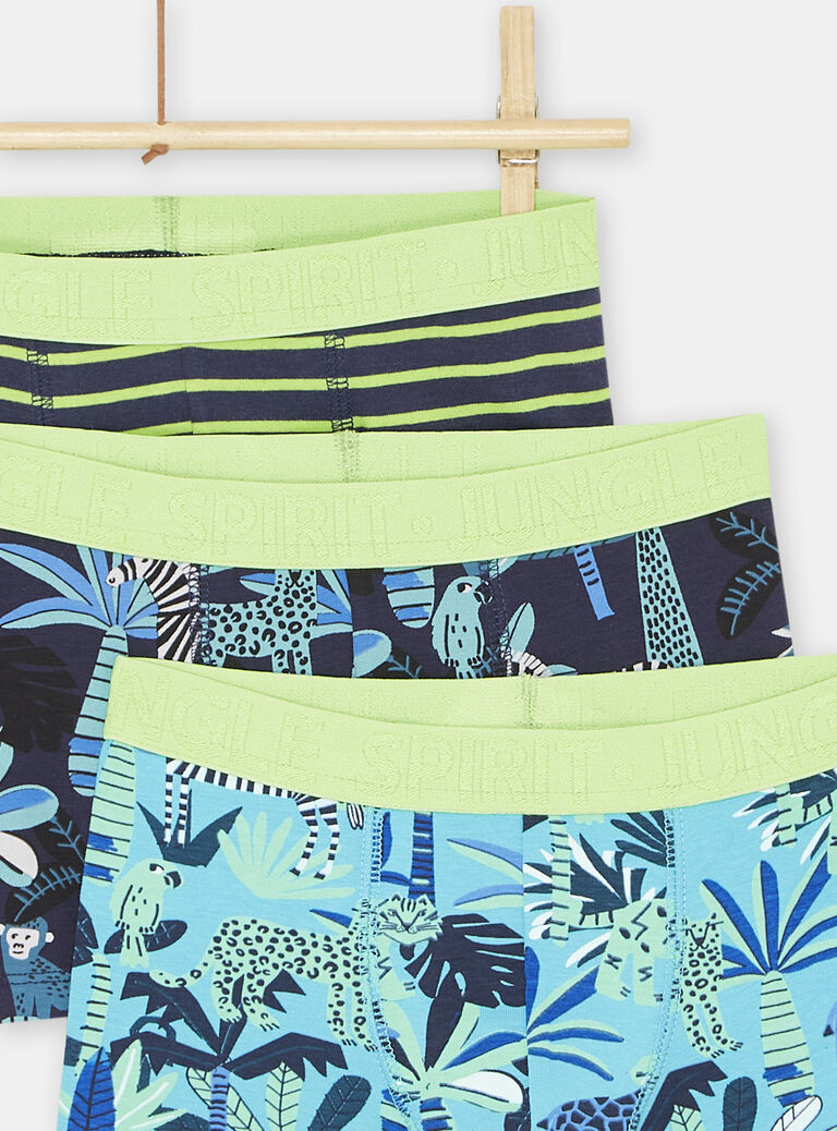 Lot de 3 boxers vert et bleu garçon