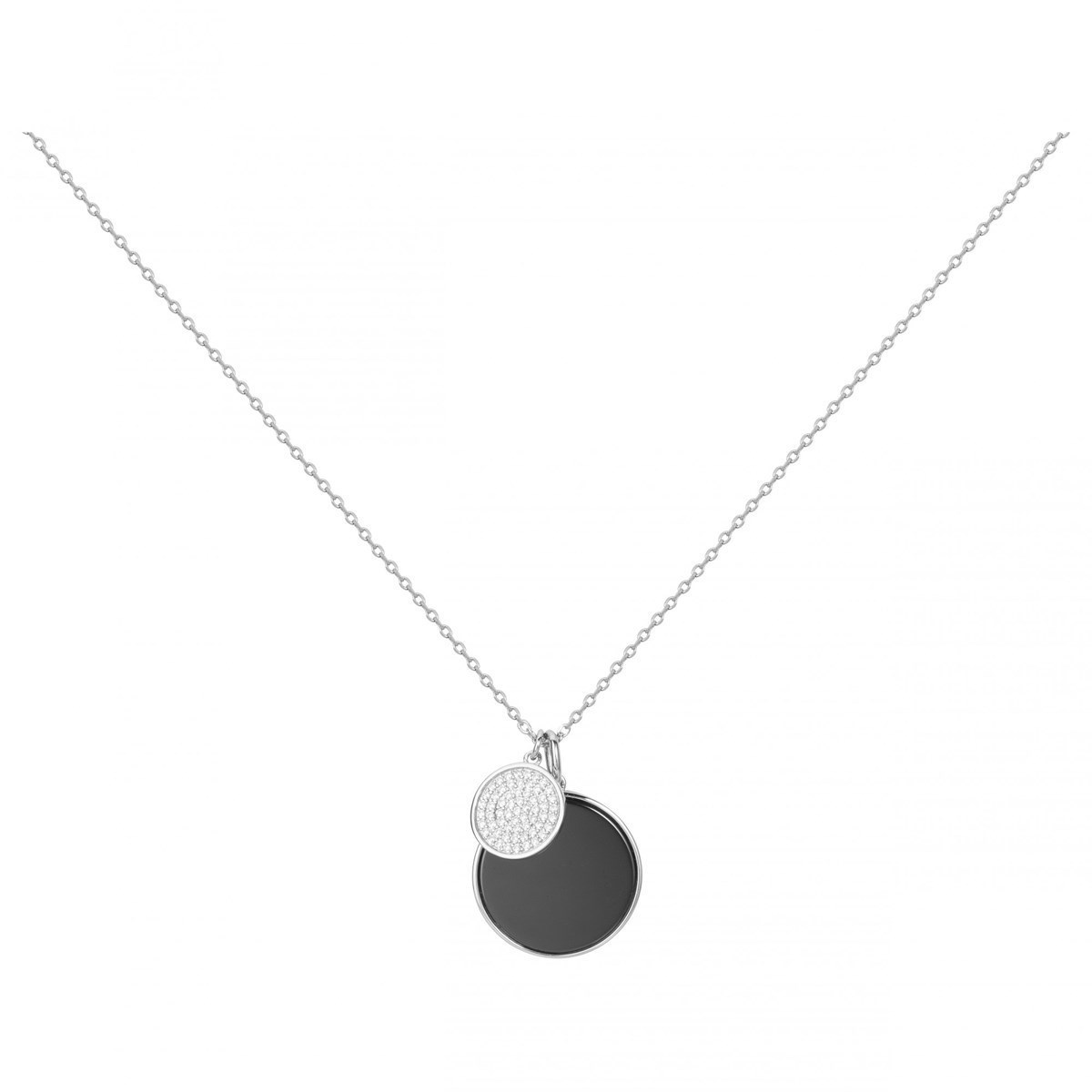 Collier mono-motif en Argent 925 millièmes et céramique - blanc brillant