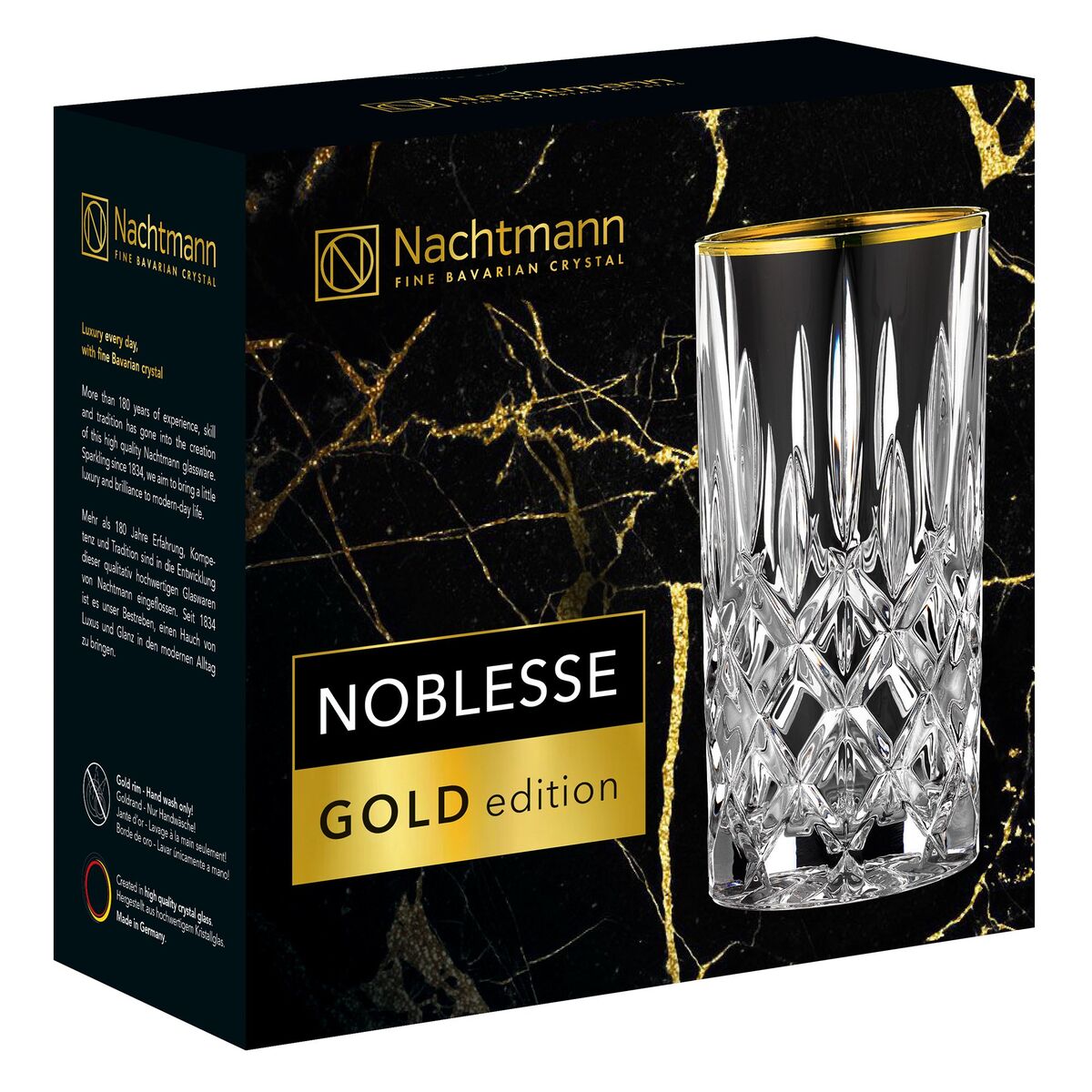 Noblesse longdrinkglass 2-stk, 37,5 cl, gold