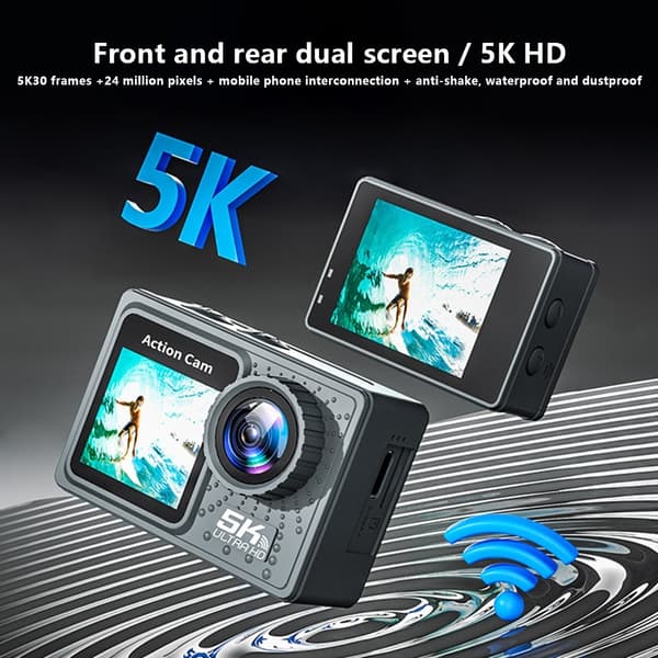 Handlingskamera 24MP 5K Ultra HD 30m vanntett utendørs sportskamera