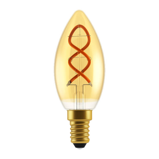 Blokker LED Kaars C35 - 3W - E14 - Spiraal Goud - Dimbaar