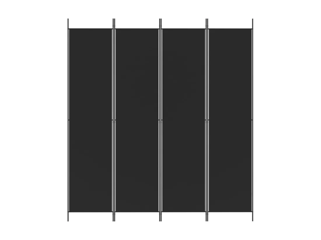 Cloison de séparation 4 panneaux Noir 200x220 cm Tissu