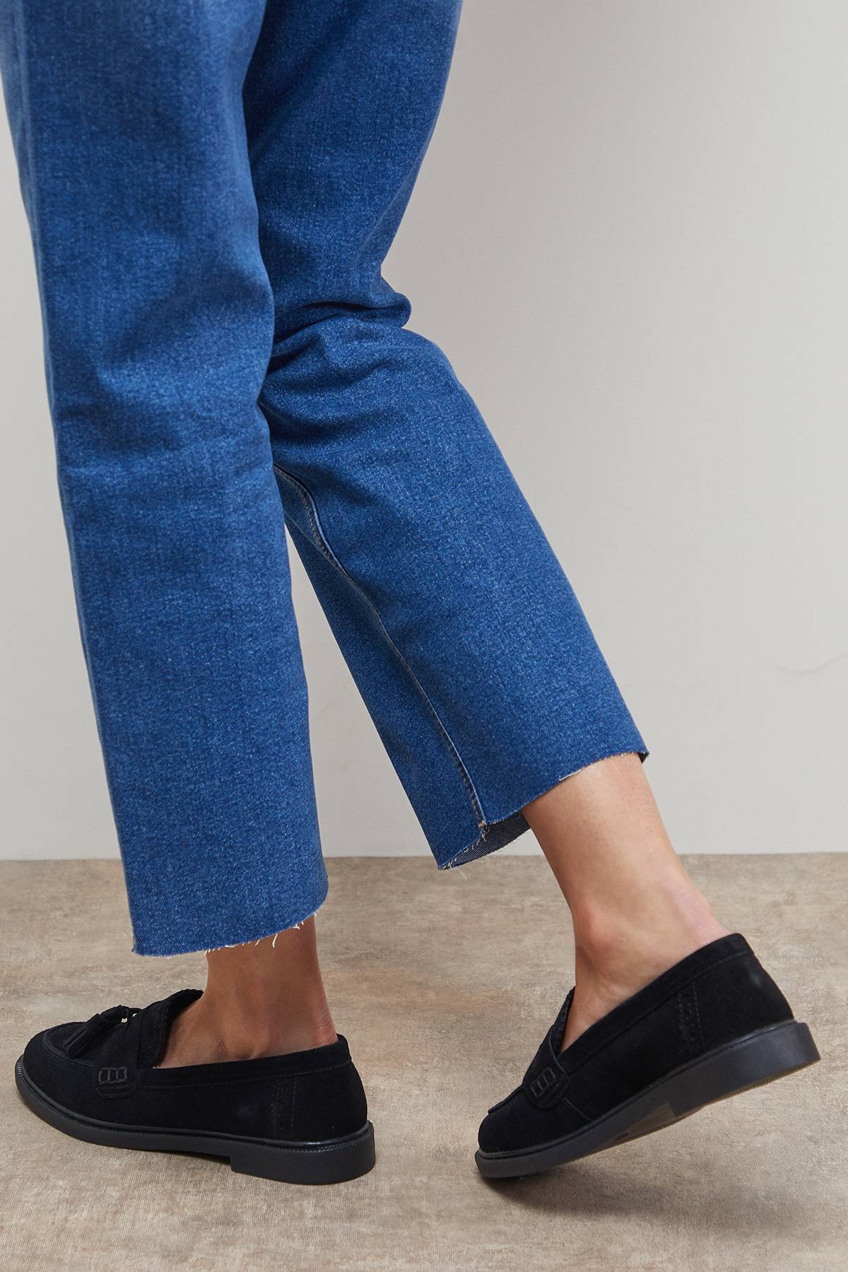 Oasis Mocassins à Pompons Bunny en Daim avec Détails Richelieu
