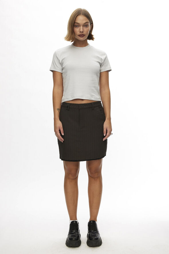 Oval Square Bonnie Skirt Dark brown pinstripe