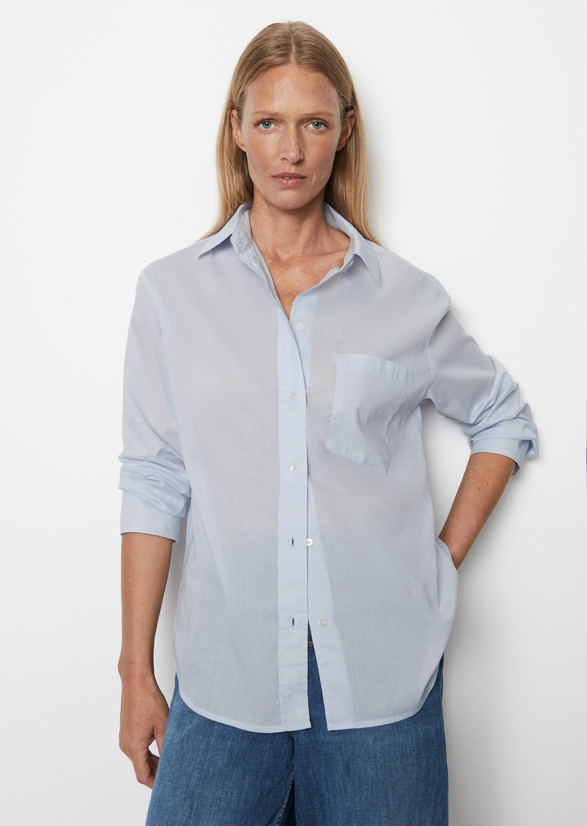 Langarm-Bluse regular aus Silky-Touch-Voile-Qualität