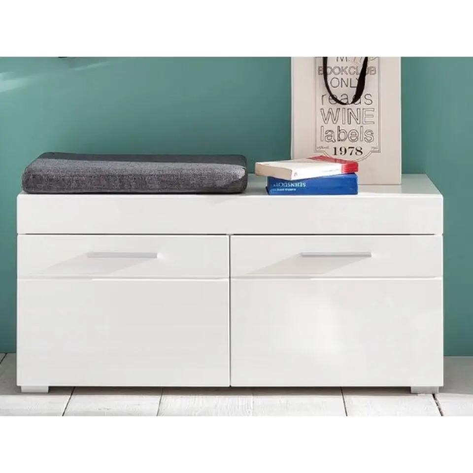 Trendteam Opbergbank Amanda - 91 x 38 x 42 cm - White High Gloss