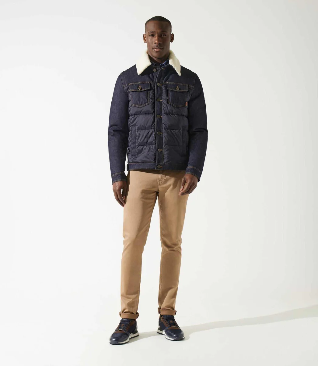 Blouson matelasse bi_matiere marine MONTREAL