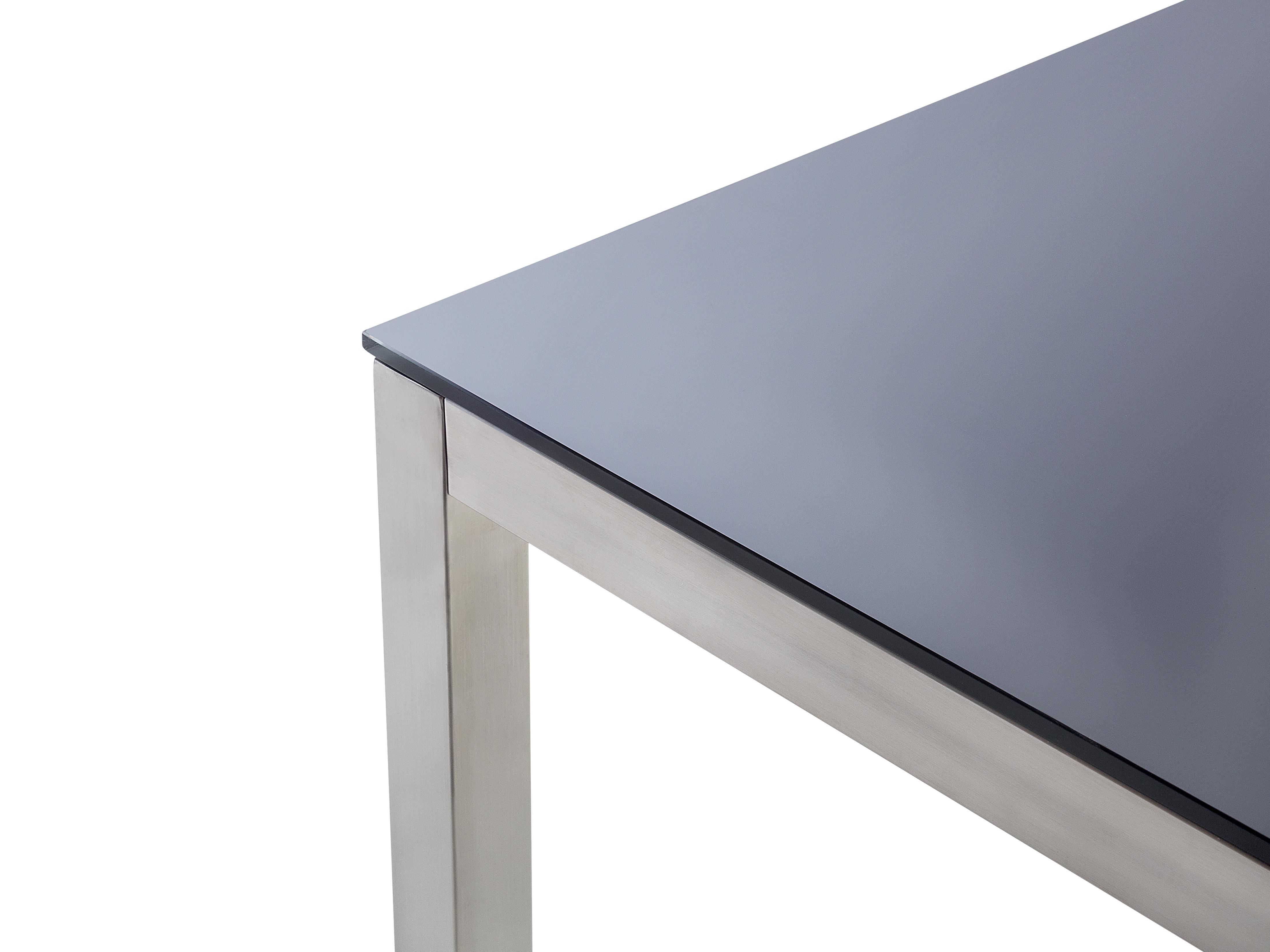 Tuin eettafel GROSSETO 180 cm 90 cm Veiligheidsglas Zwart