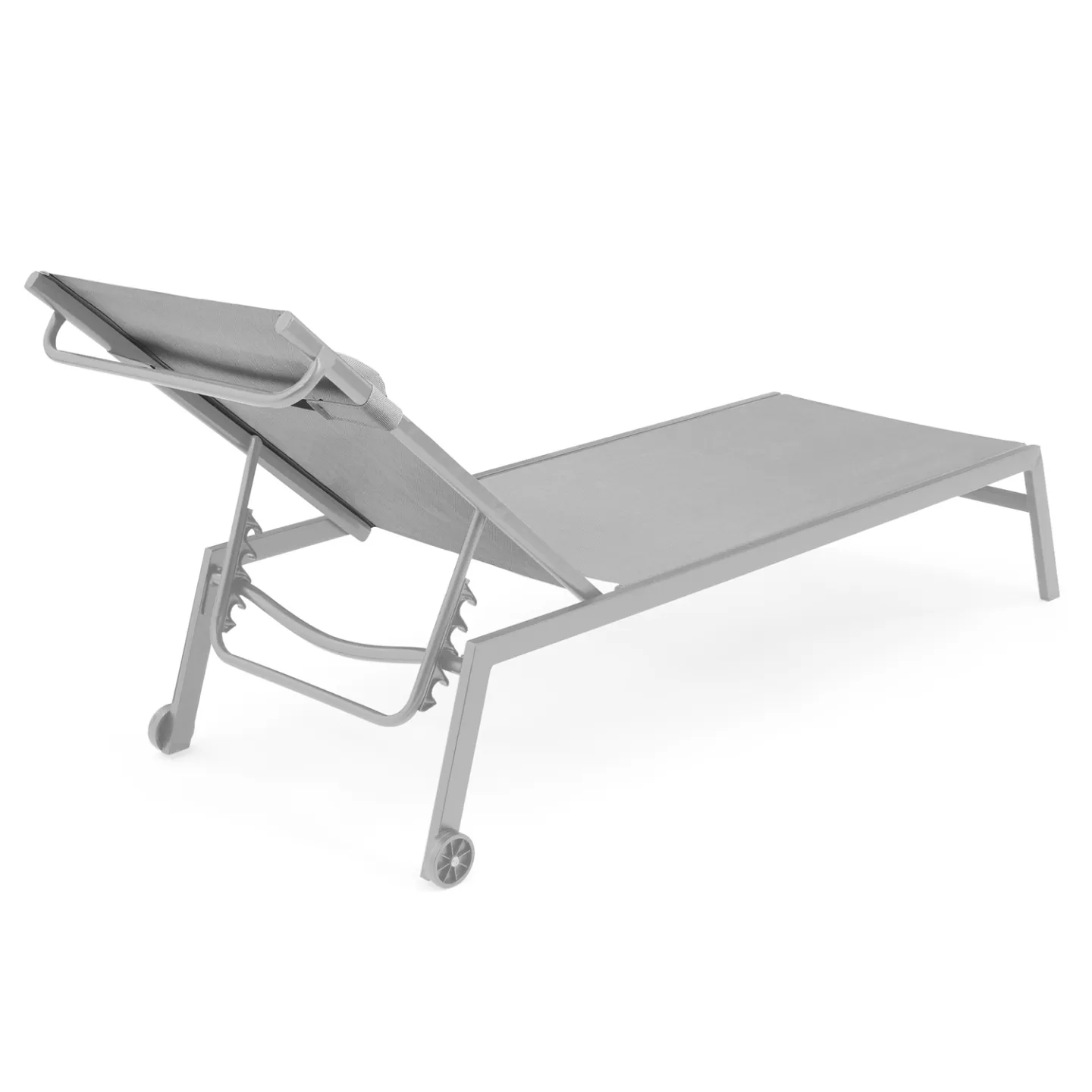 Lot de 2 transats de jardin inclinables en aluminium COZUMEL gris clair avec roulettes