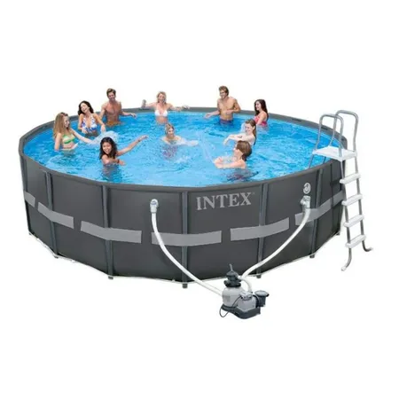 Intex Ultra XTR Frame Pool-Set 488x122 mit Sandfilteranlage 4500 L/H, Sicherheitsleiter, Abdeckplane, Bodenschutzplane