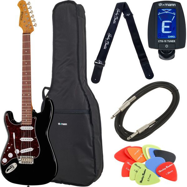 Harley Benton ST-62LH BK Vintage Seri Bundle