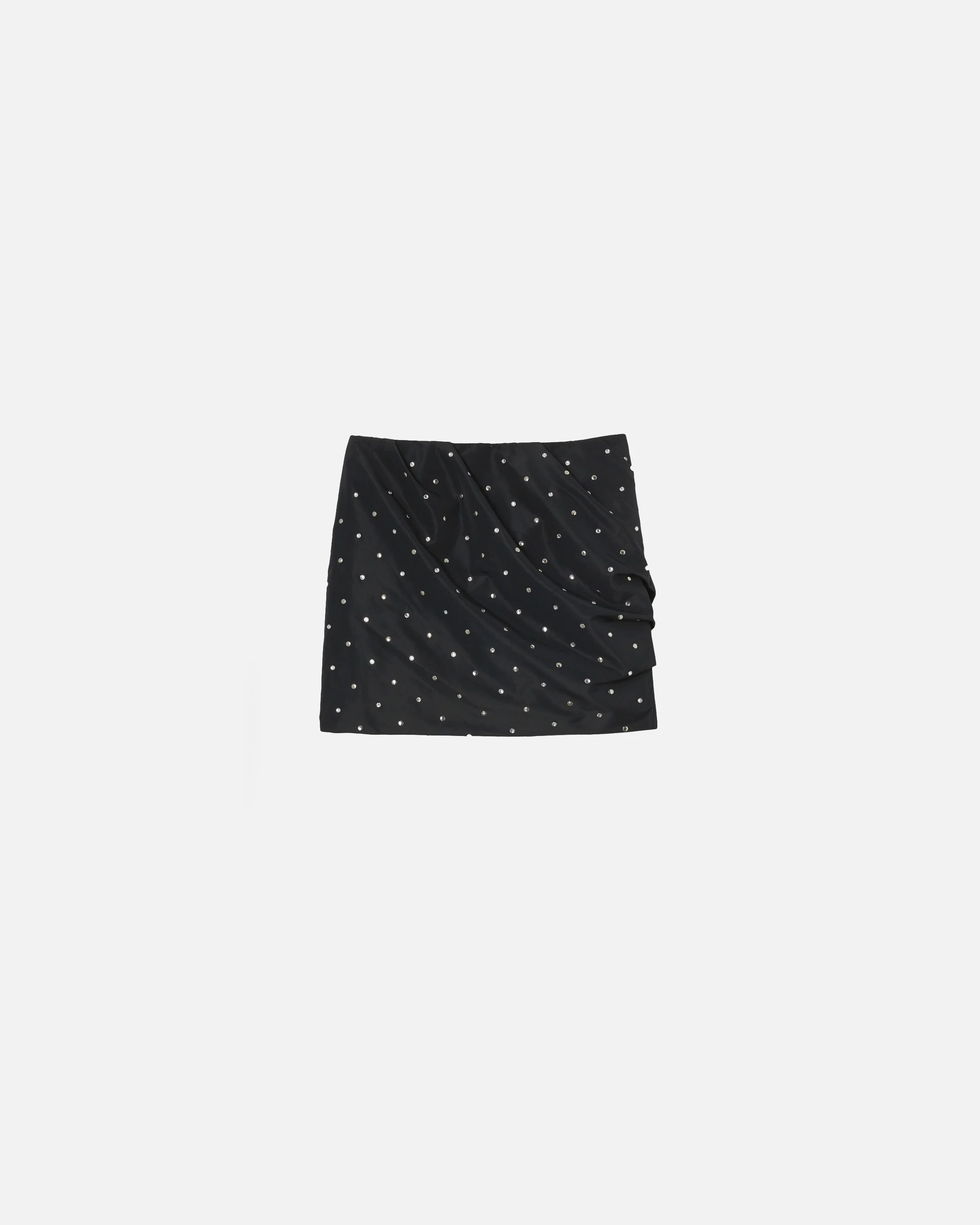 Mini-jupe froncée avec clous et strass | Noir