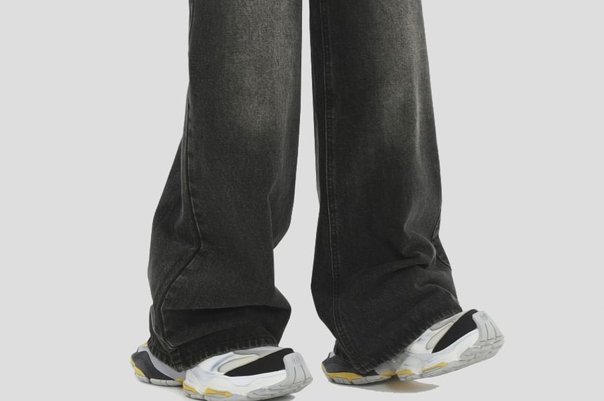 Banash - Mid Rise Washed Wide Leg Jeans
