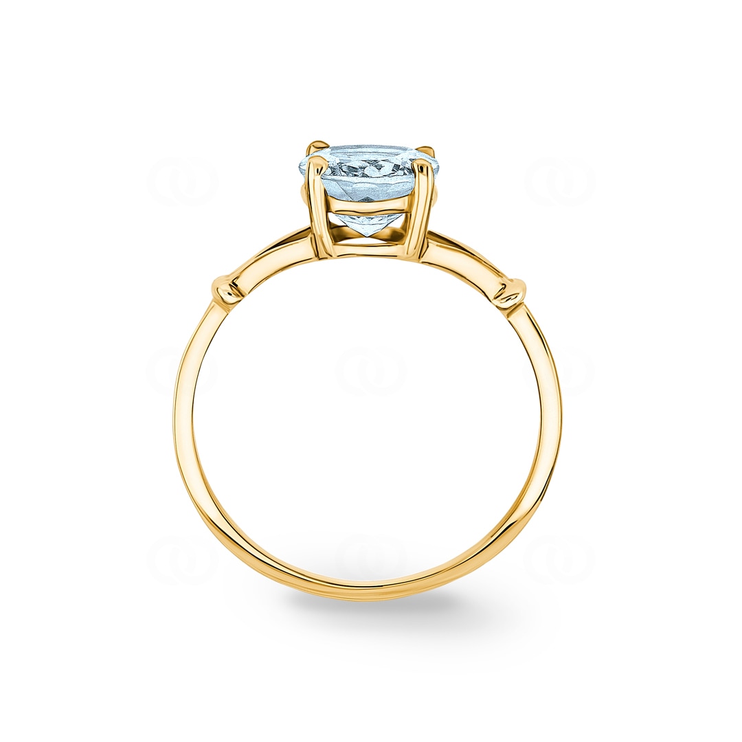 Damenring 750/18 K Gelbgold mit Aquamarin oval