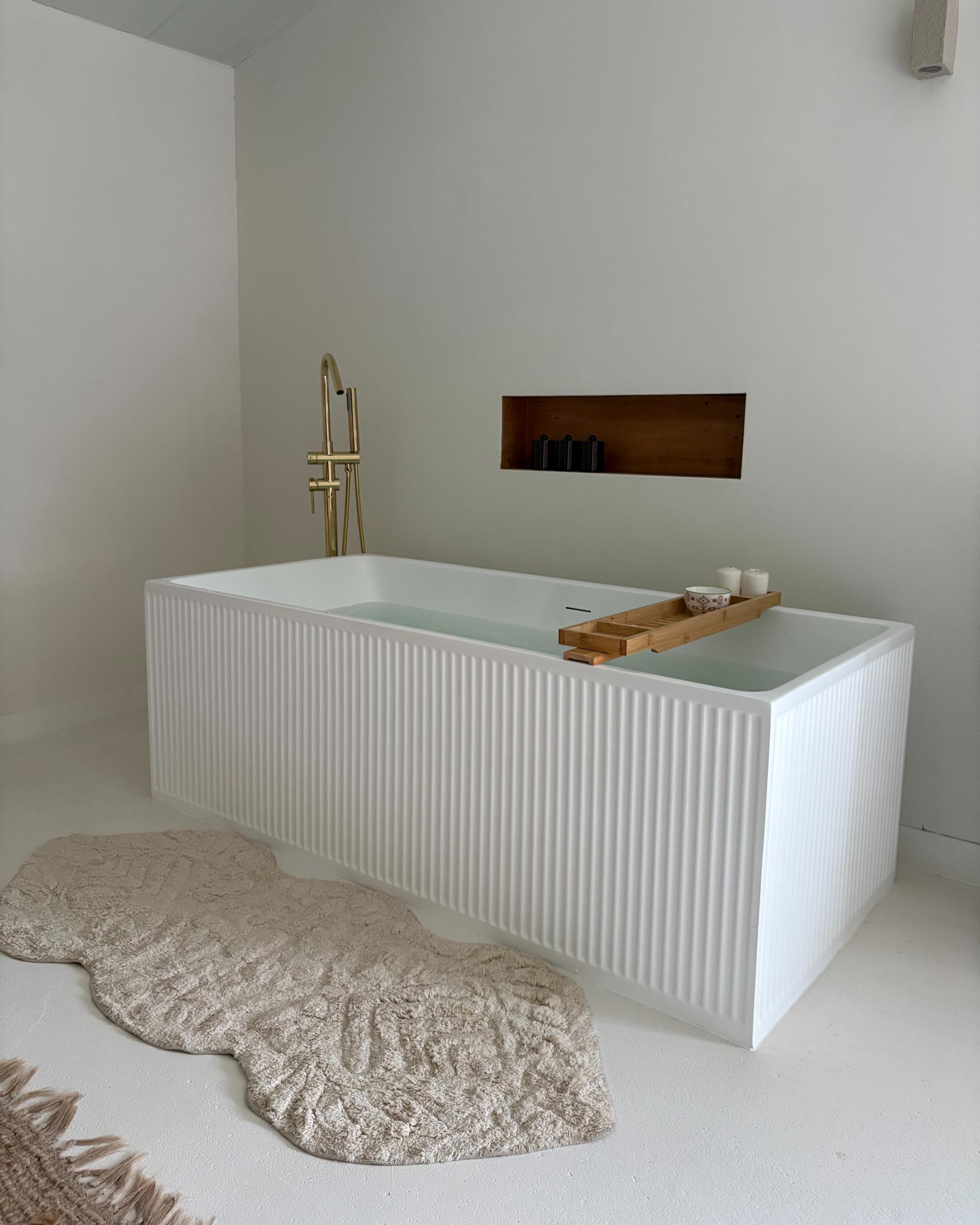 Badmat CANBAR Lichtbeige 150 x 60 cm Katoen