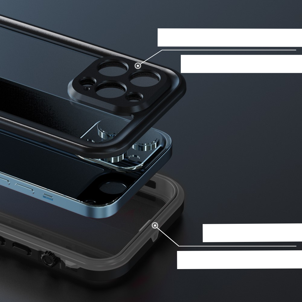 iPhone 13 Pro Wasserfeste Outdoor Schutz Hülle (IP68) - Schwarz / Grau
