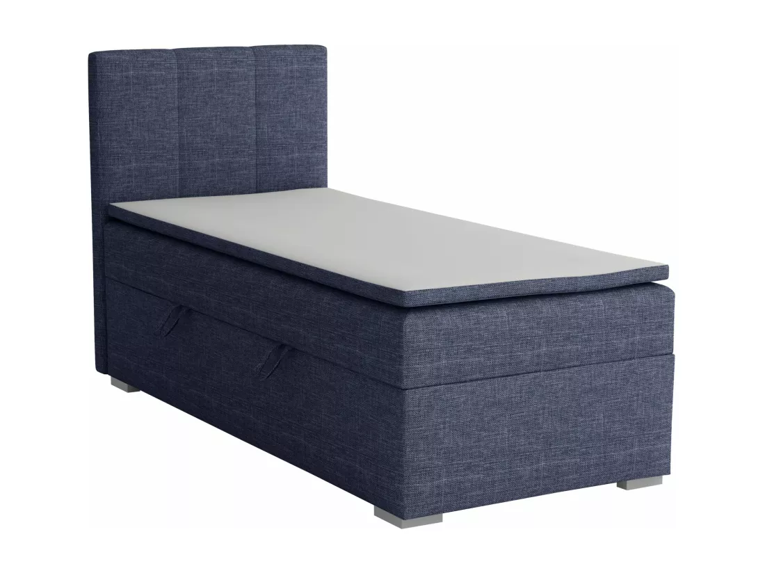 LIT SIMPLE avec tiroir de rangement et surmatelas, côté gauche Monaco Mini 100x200 cm, Lux 20 (Bleu jean)