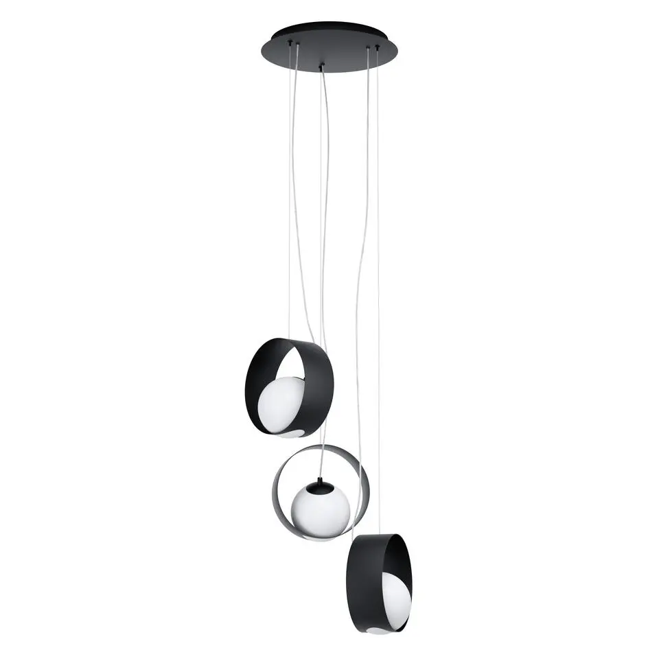 EGLO Camargo Hanglamp - E14 - Glas - Zwart/Wit