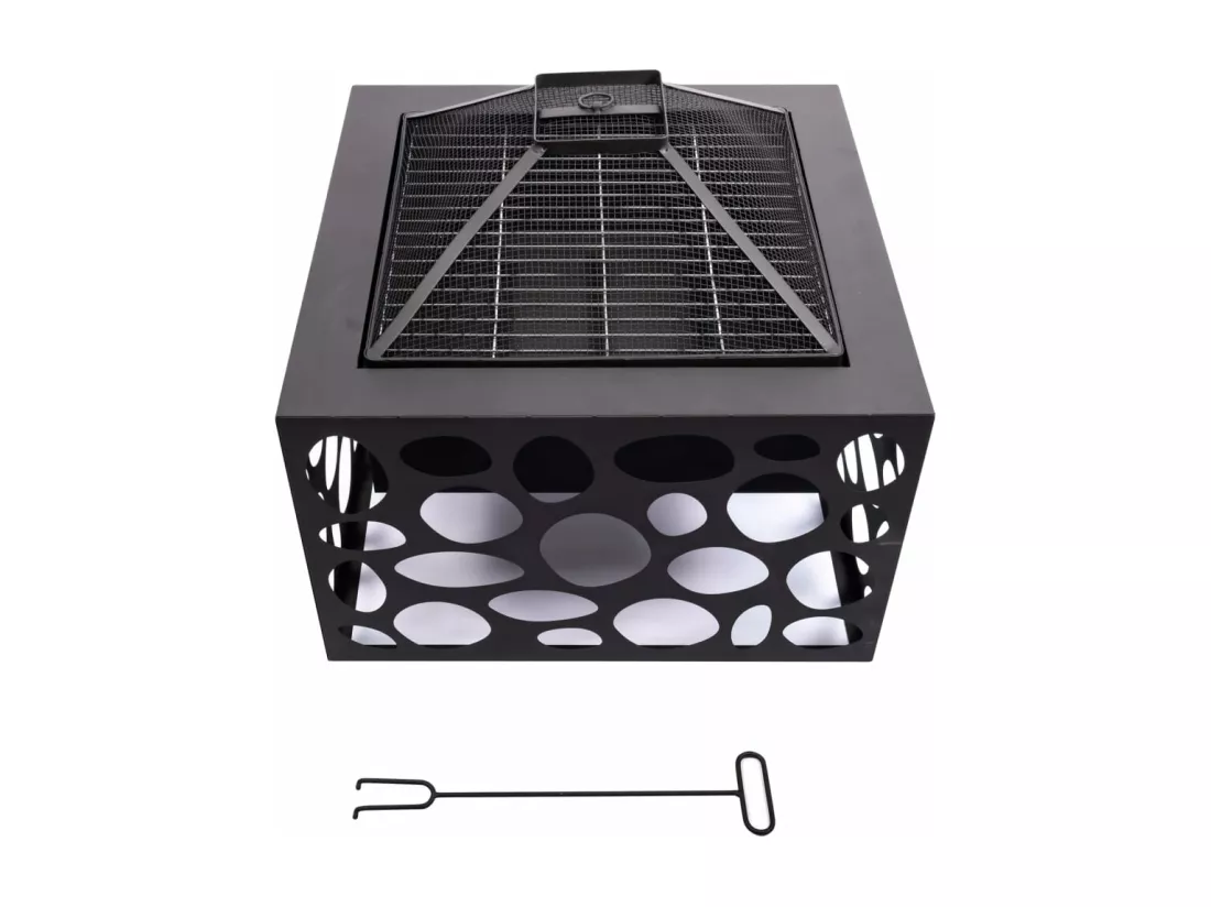 Foyer avec grille de barbecue Mikor Noir