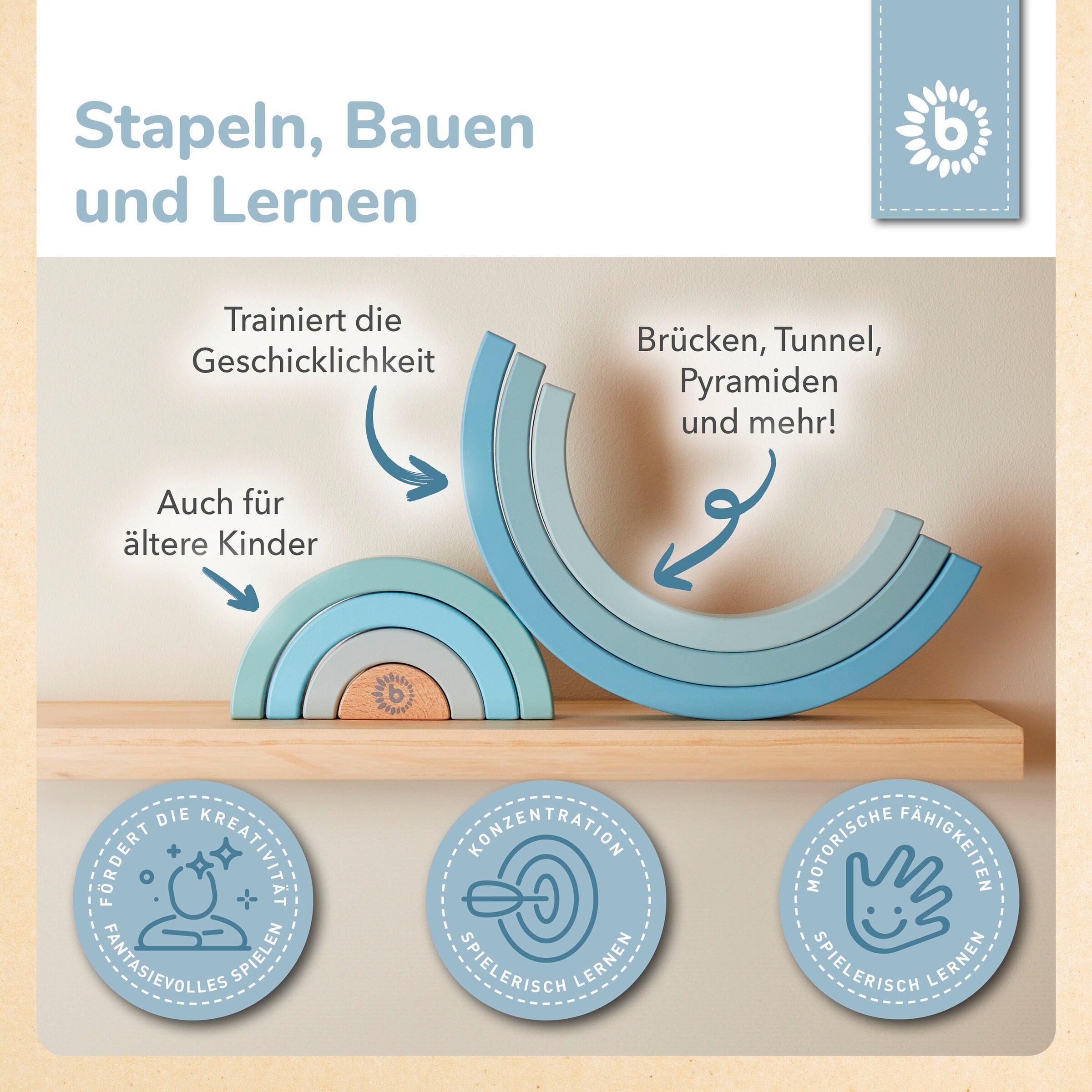 Bieco Regenbogen aus Holz - ab 12 Monate Blau