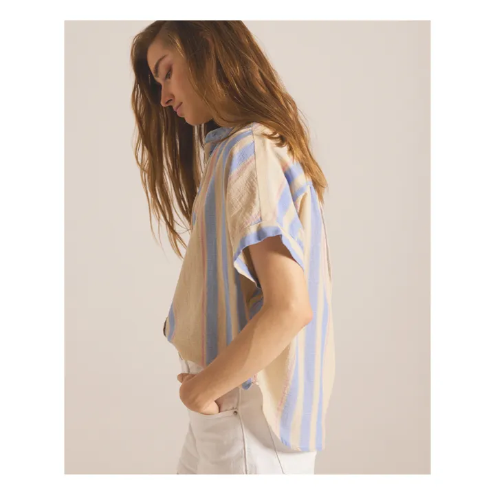 Sacrécoeur Blouse Louison Rayures Gaze de Coton Bio | Beige rosé