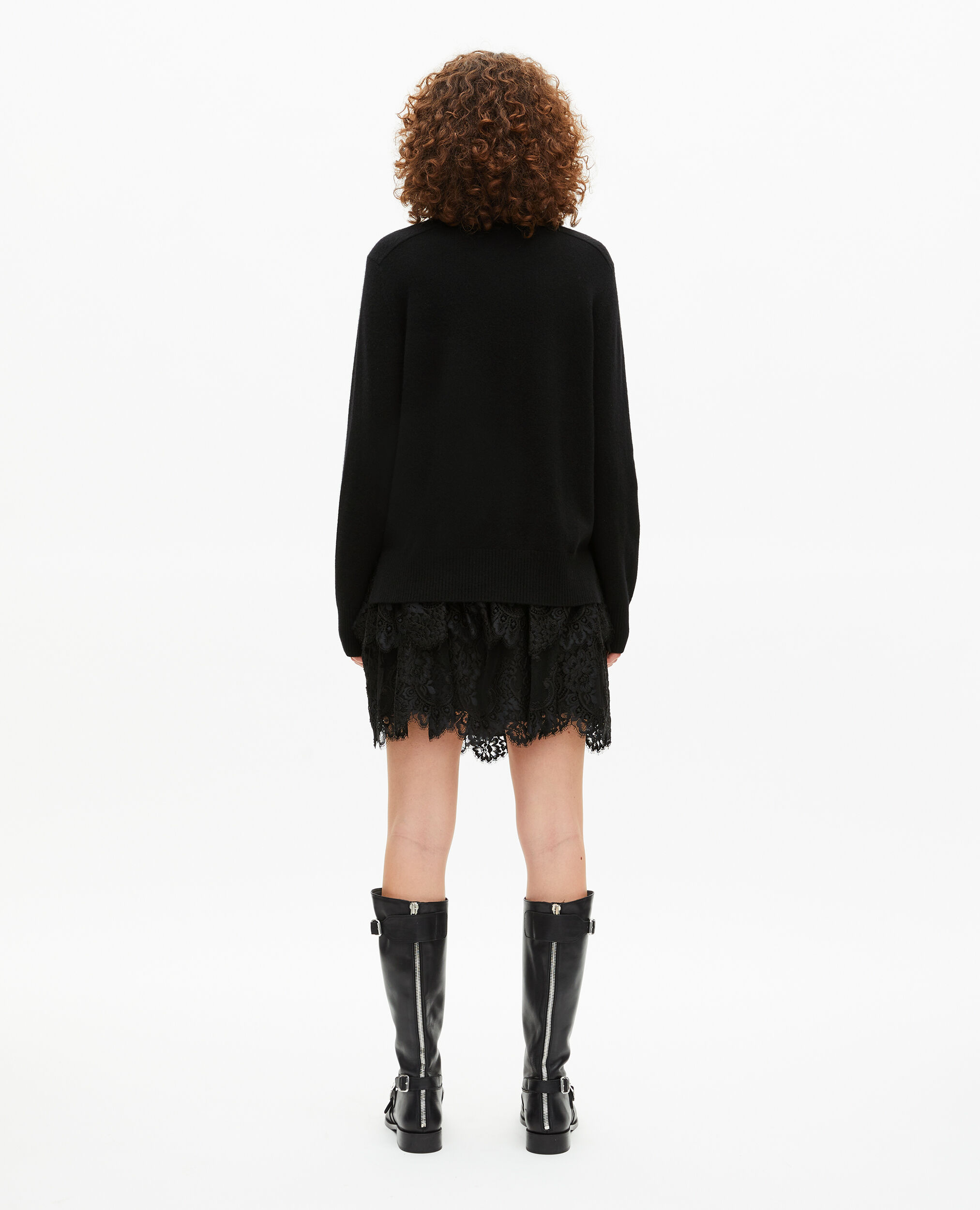 Pull col rond en cachemire noir