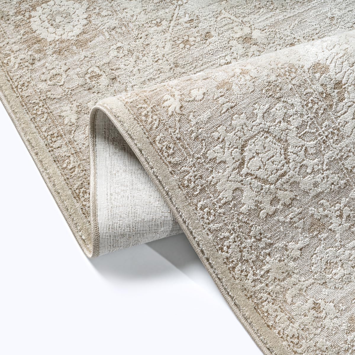 the carpet Nuvra Teppich Flauschig Weich & Pflegeleicht, Modernes Design, Oeko-Tex Standard 100, Wohnzimmerteppich Schlafzimmerteppich, Bordüre, Beige, 200 x 290 cm