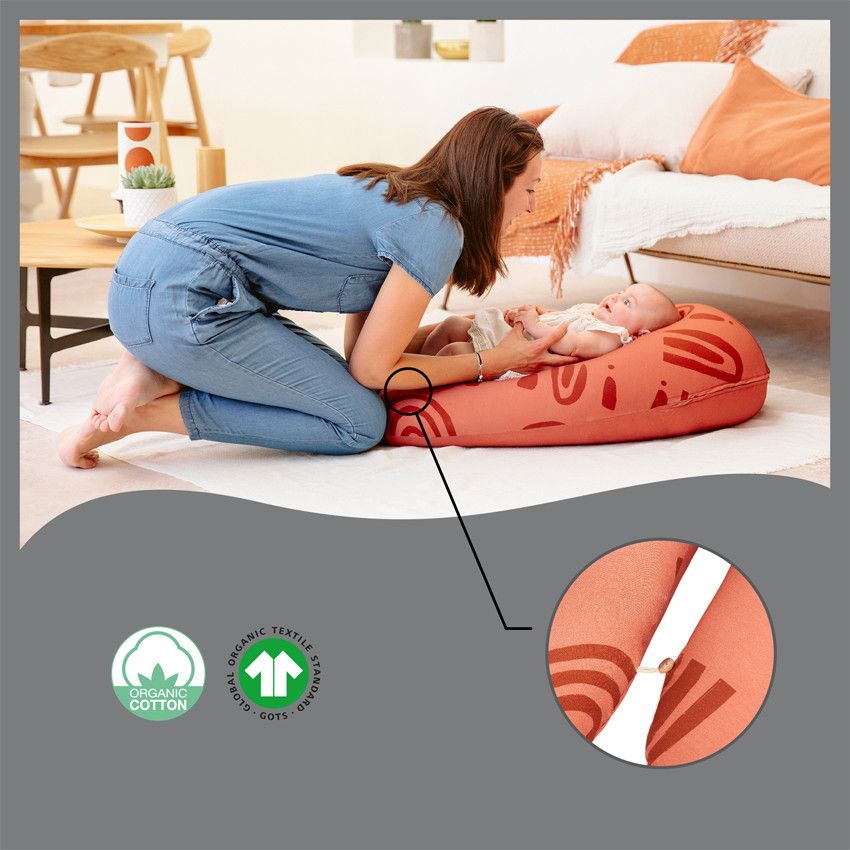 Coussin de grossesse B.Love - Earth terracotta - Ecru