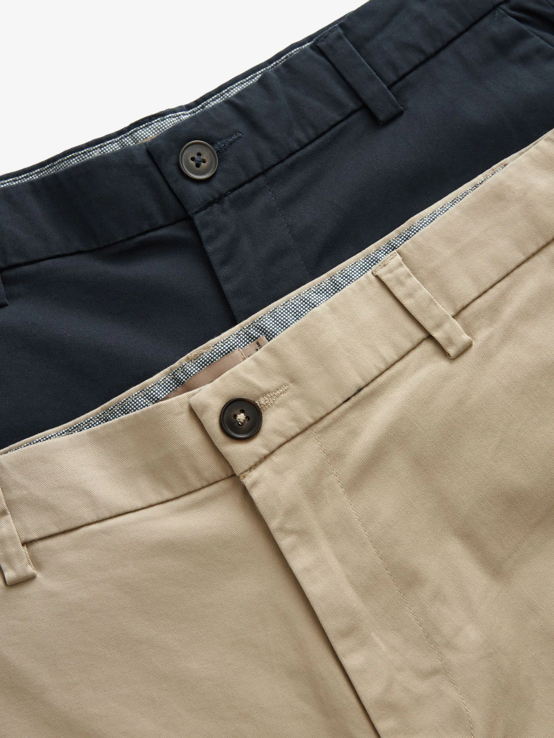 Marineblauw/kiezelkleurig - Straight fit - Set van 2 chinoshorts met stretch