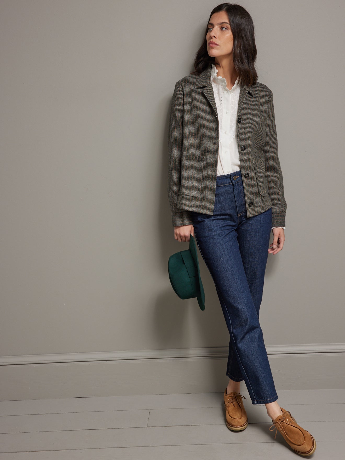 Veste lainage chevron rayé femme