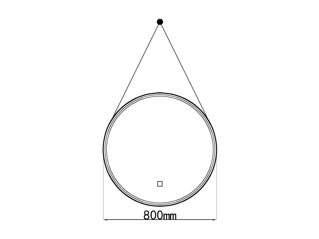 LuxuryBain- Miroir de salle de bain LED 80x80cm rond à luminosité variable suspendu noir LB-356060B-80-80