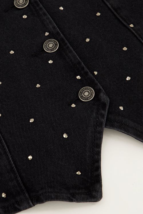 Zwarte denim corset top met strass