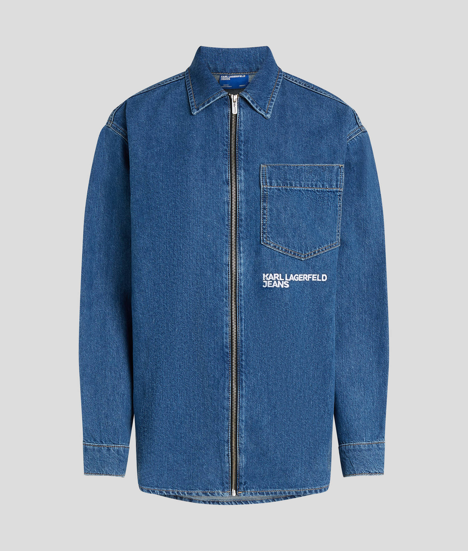 CHEMISE EN DENIM AVEC FERMETURE ZIPPÉE SUR LE DEVANT - Bleu moyen