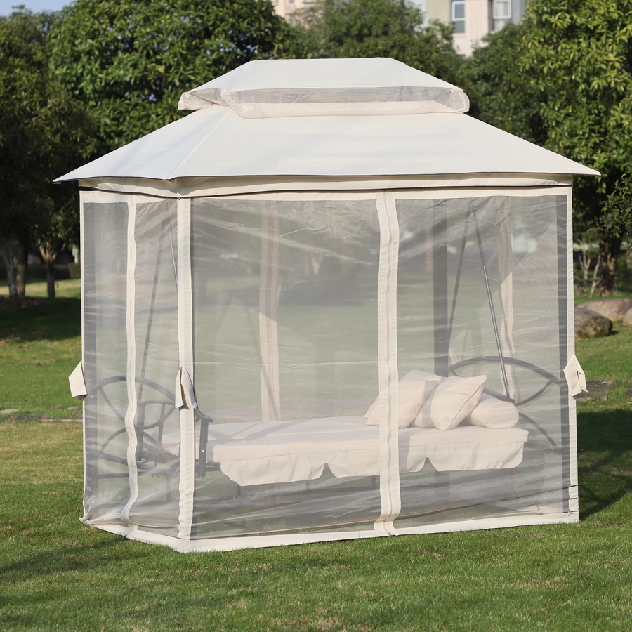 Outsunny Hollywoodschaukel mit Seitenwänden beige, schwarz