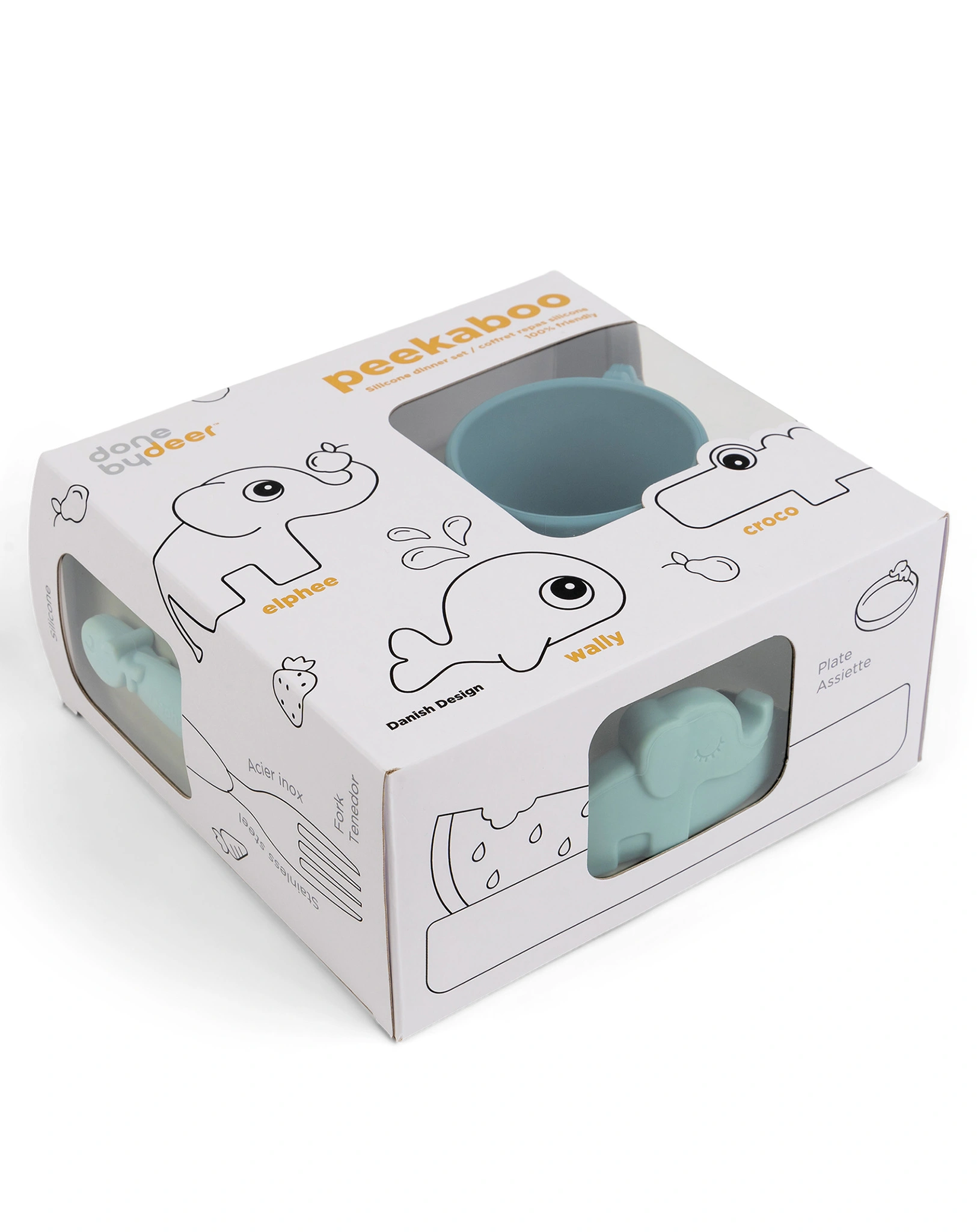 Geschirr-Set PEEKABOO - DEER FRIENDS 3-teilig in blau