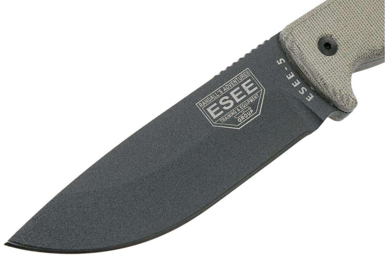ESEE Model 5 Tactical Gunsmoke, desert tan handle 5P-TG met kydex schede   riemclip
