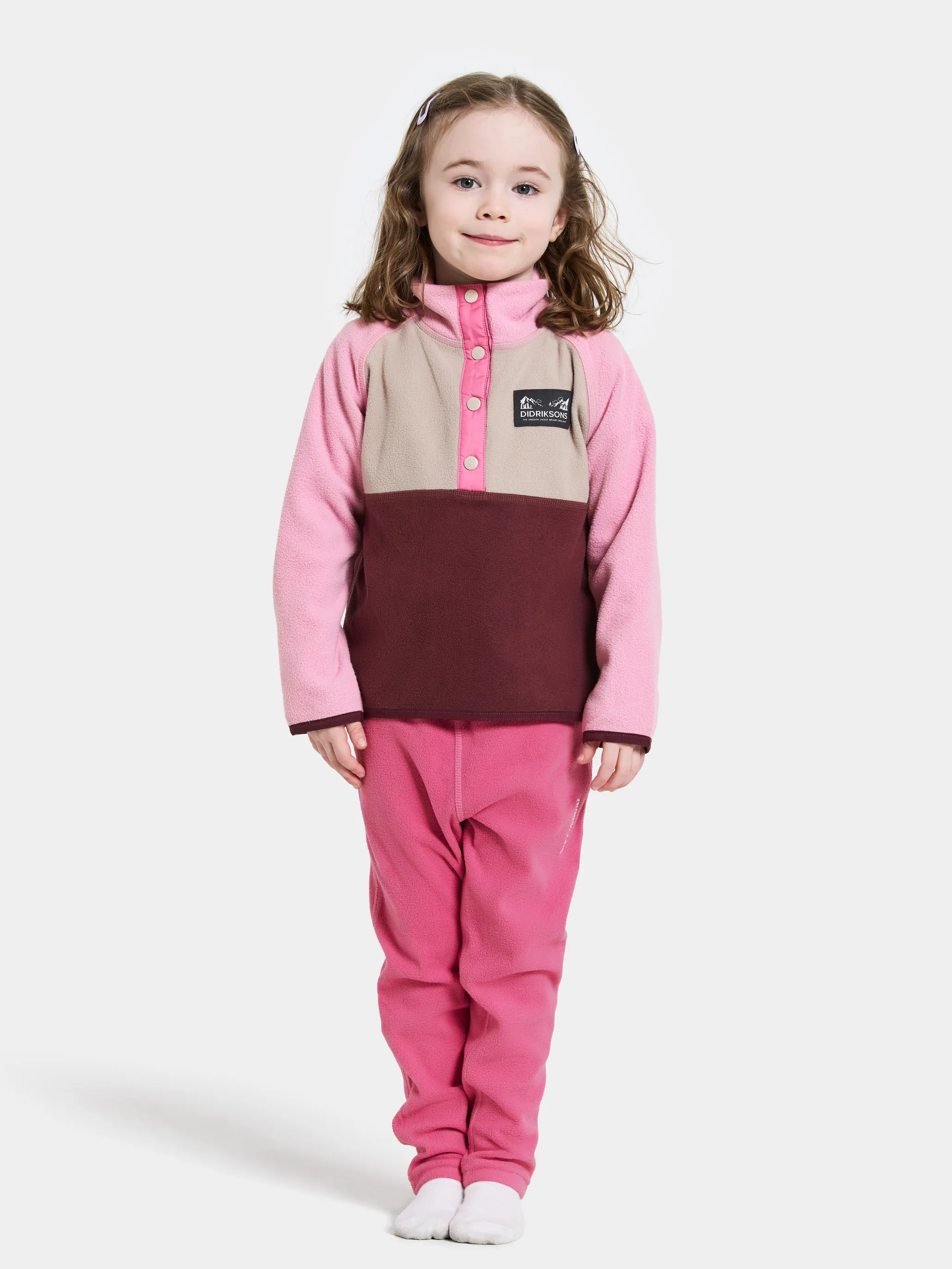 Didriksons Kids' Monte Half Button 4 Anemon Red