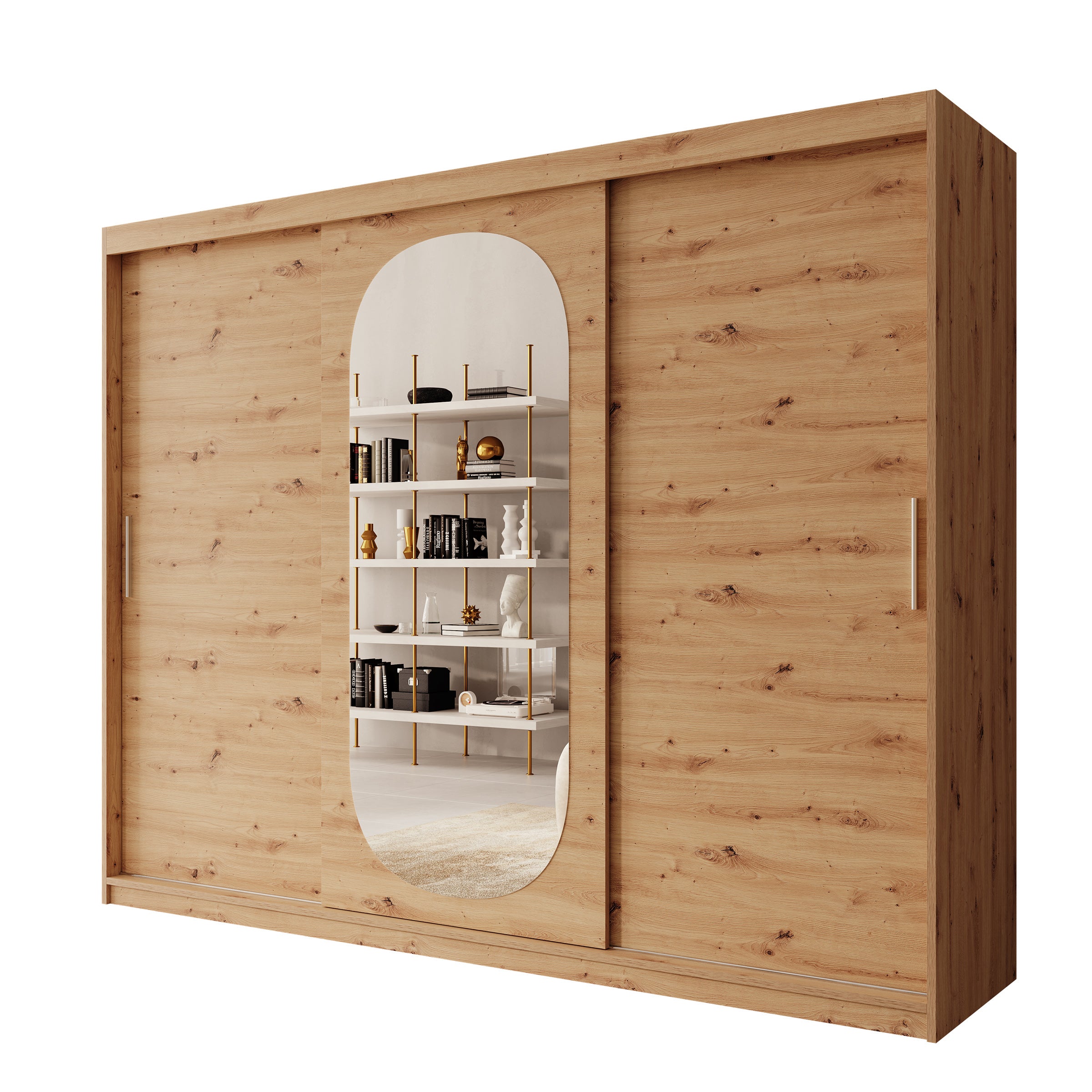 Bodhi - Kledingkast met schuifdeuren - Eiken - 250x62x200 cm