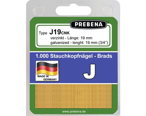 Nagels met geperste kop Prebena type J19CNKHA-B 1.000 stuks.