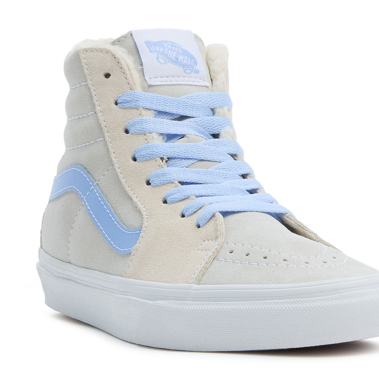 Vans Baskets en Velours de Cuir SK8-Hi fourrées crème/bleu