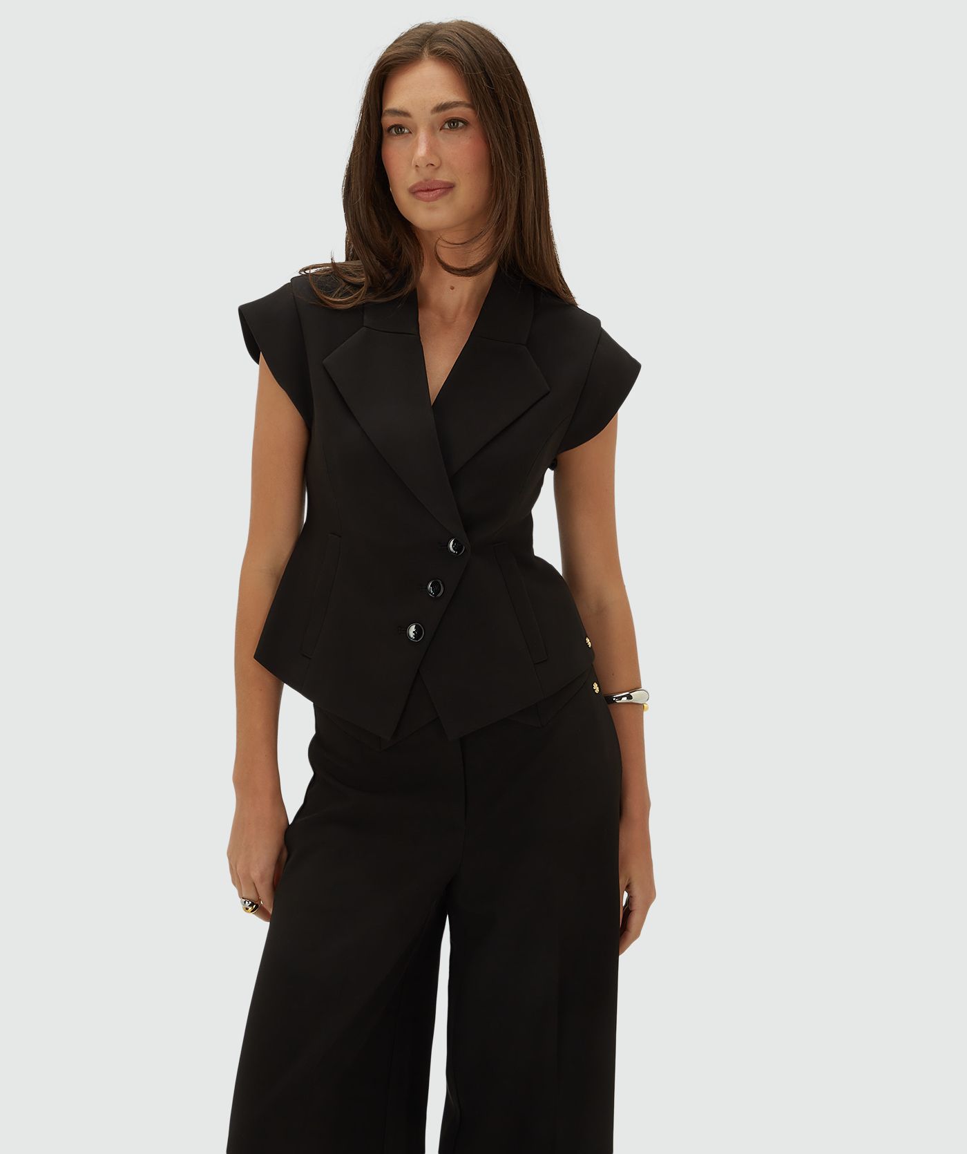 JV-KATLEEN fitted top - black
