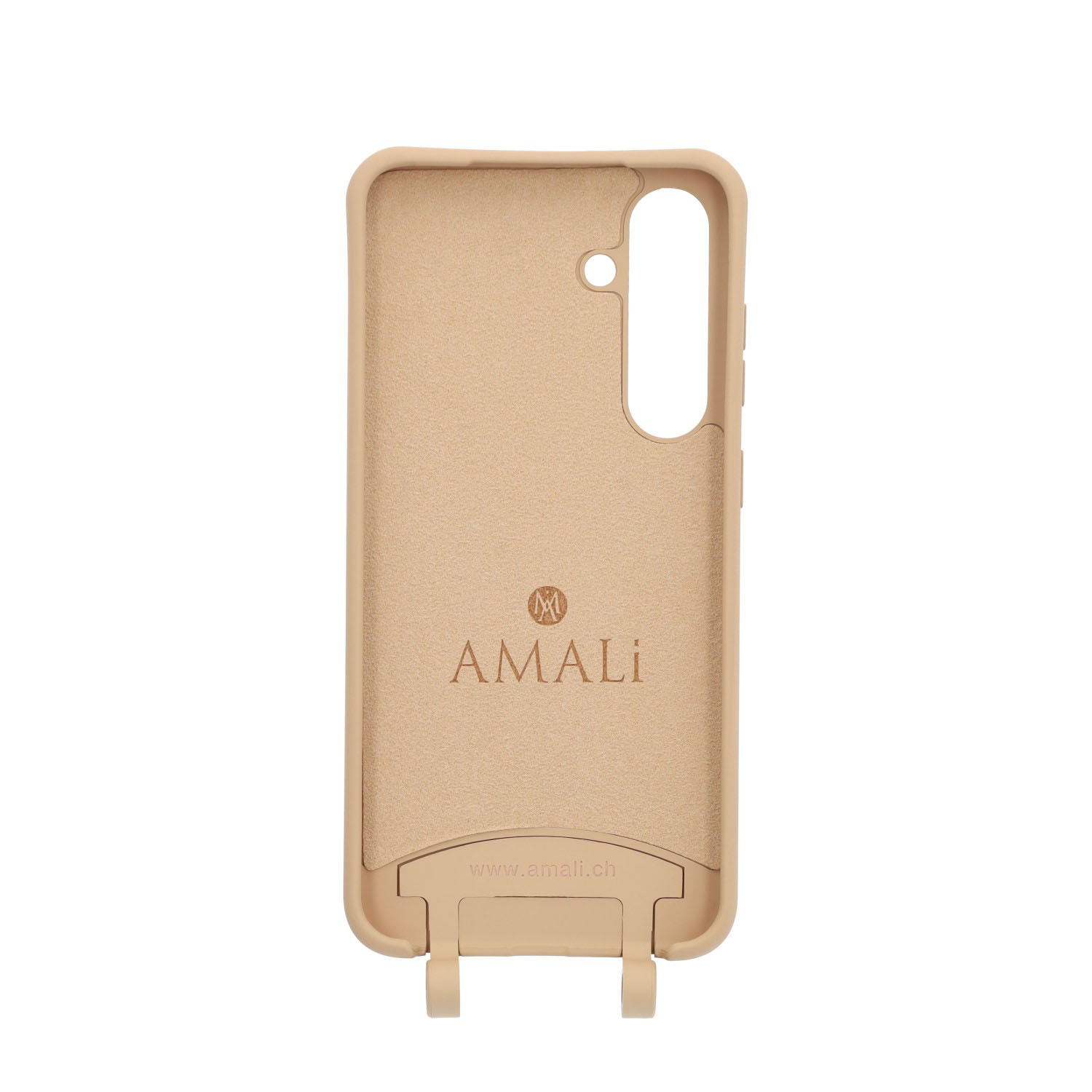 Samsung Galaxy S25 Handy Hülle Elegantes Case mit abnehmbarem Necklace Adapter - Nude / Gold