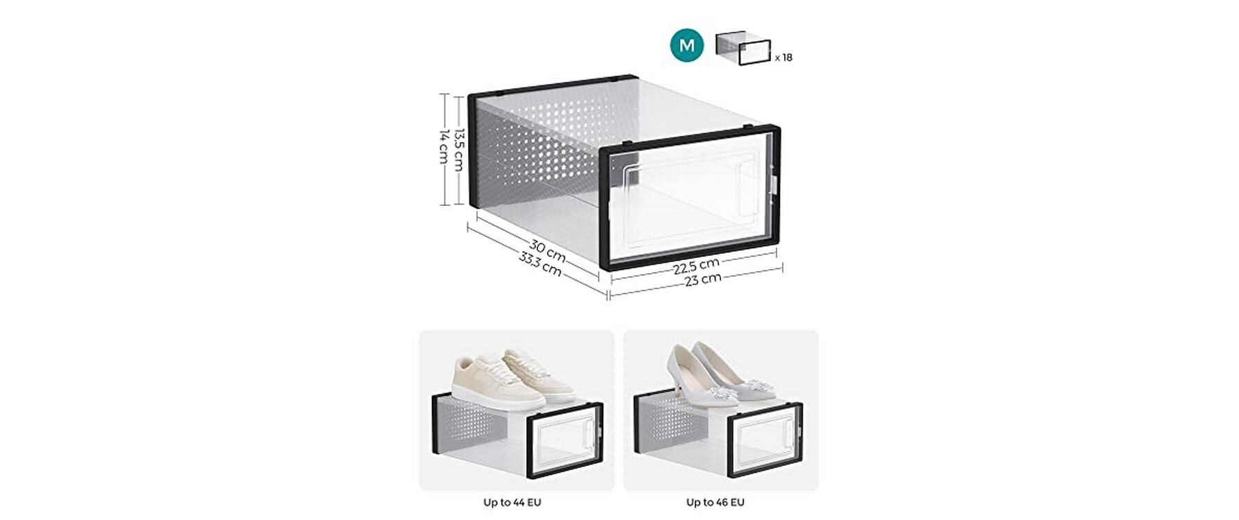 Schuhschrank stapelbar 18-er Set, SchwarzSchuhboxen